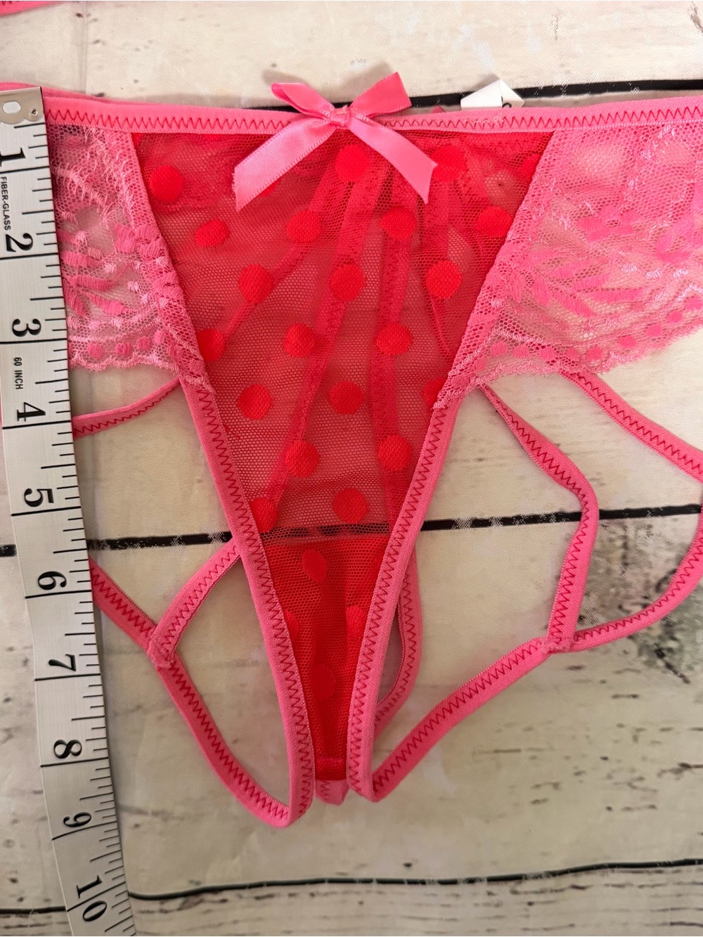 Lace Heart Accent Red & Pink Bralette Set - Picture 5 of 6